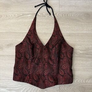 John Robert's Halter Top Whimsigoth Gothic‎ Vampire Metalic Paisley Size 14